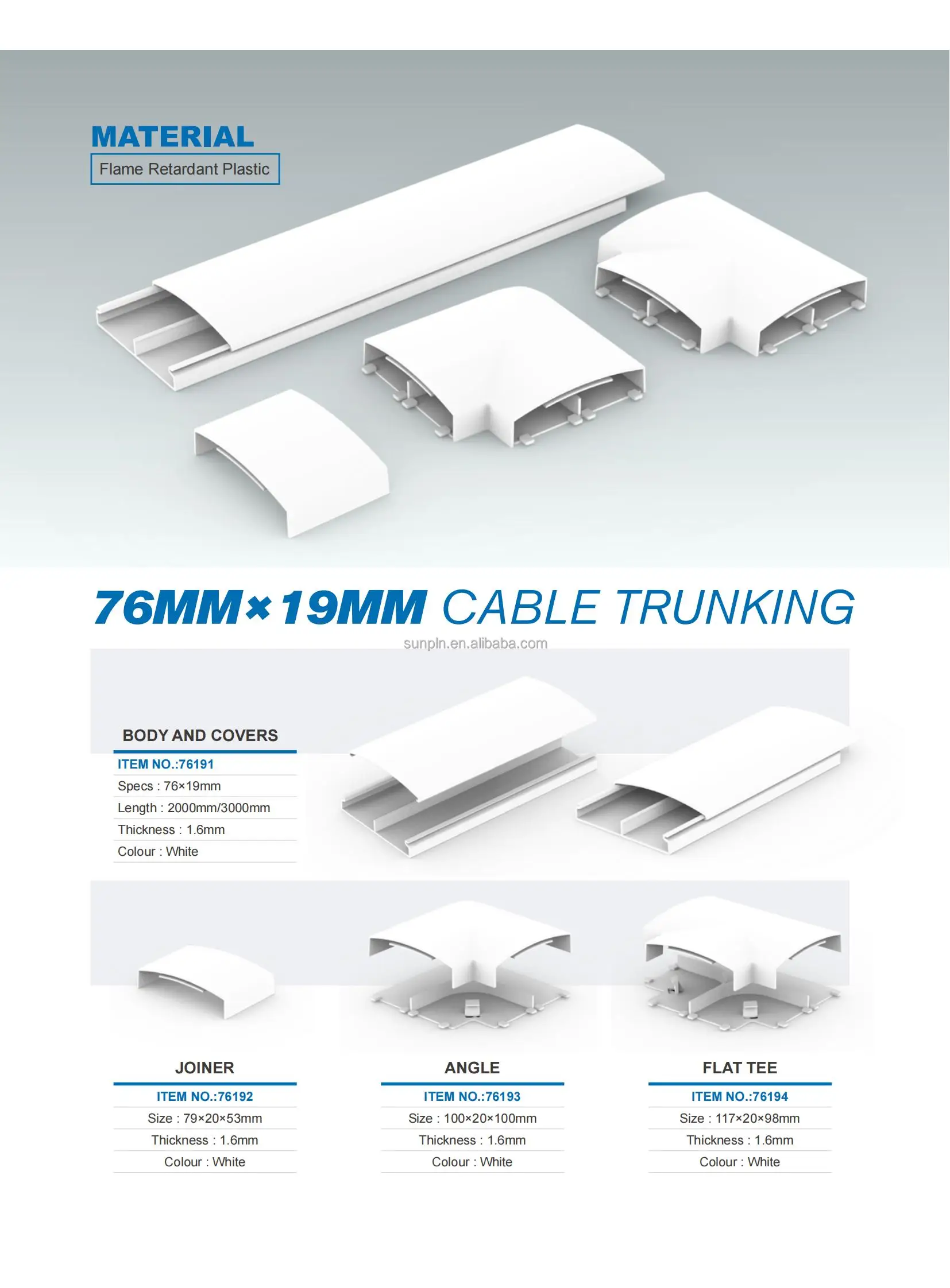 oTrunking Duct Easy Mounting Plastic Wire Tray China Factory Under Desk Cable Management