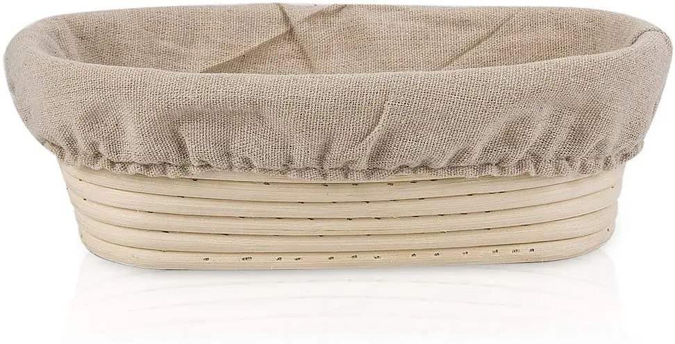 new design 10inch hot sale Durable Indonesia Oval proofing basket banneton basket with cloth lining