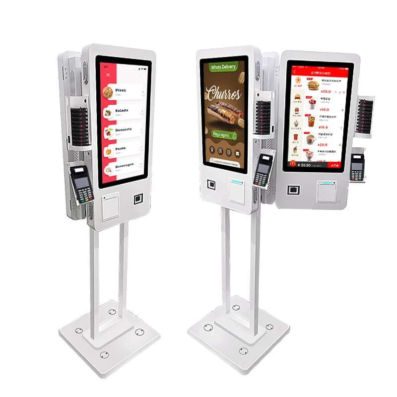 24 Inch Digital Menu Display Screen LCD Floor Stand  Ordering Payment Kiosk Vending Machine  for Restaurant Coffee Fast Food
