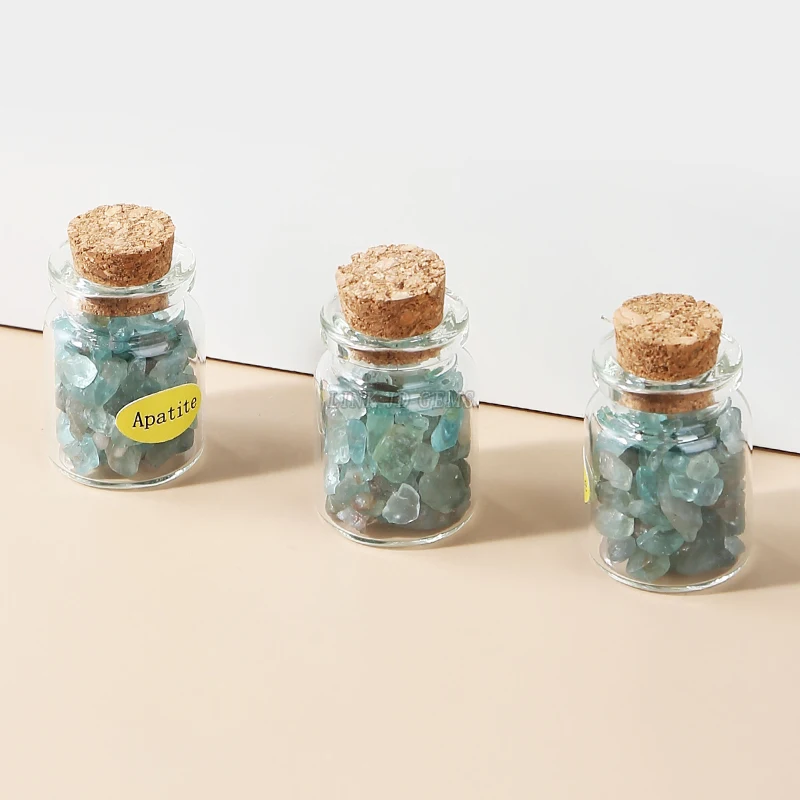 JD new natural crystal crushed stone wishing bottle natural stone gift set to heal the soul desktop decoration