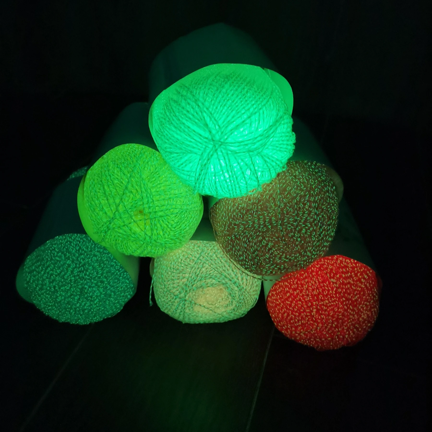 Recycle luminous thread wool  green/blue/orange light wool