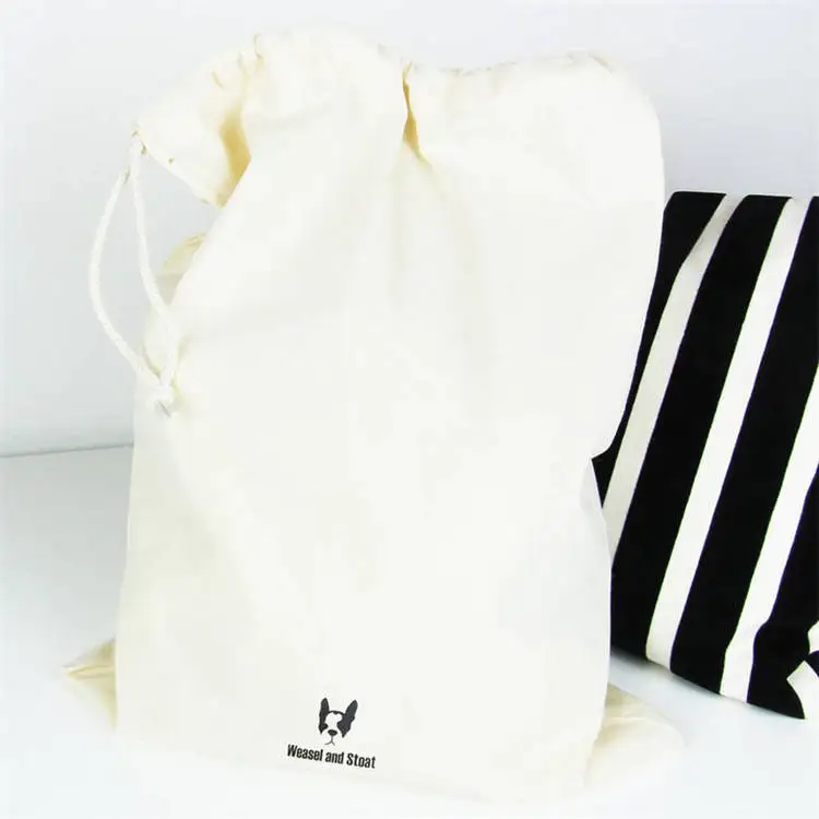 Custom logo large cotton wash bag travel canvas laundry bags