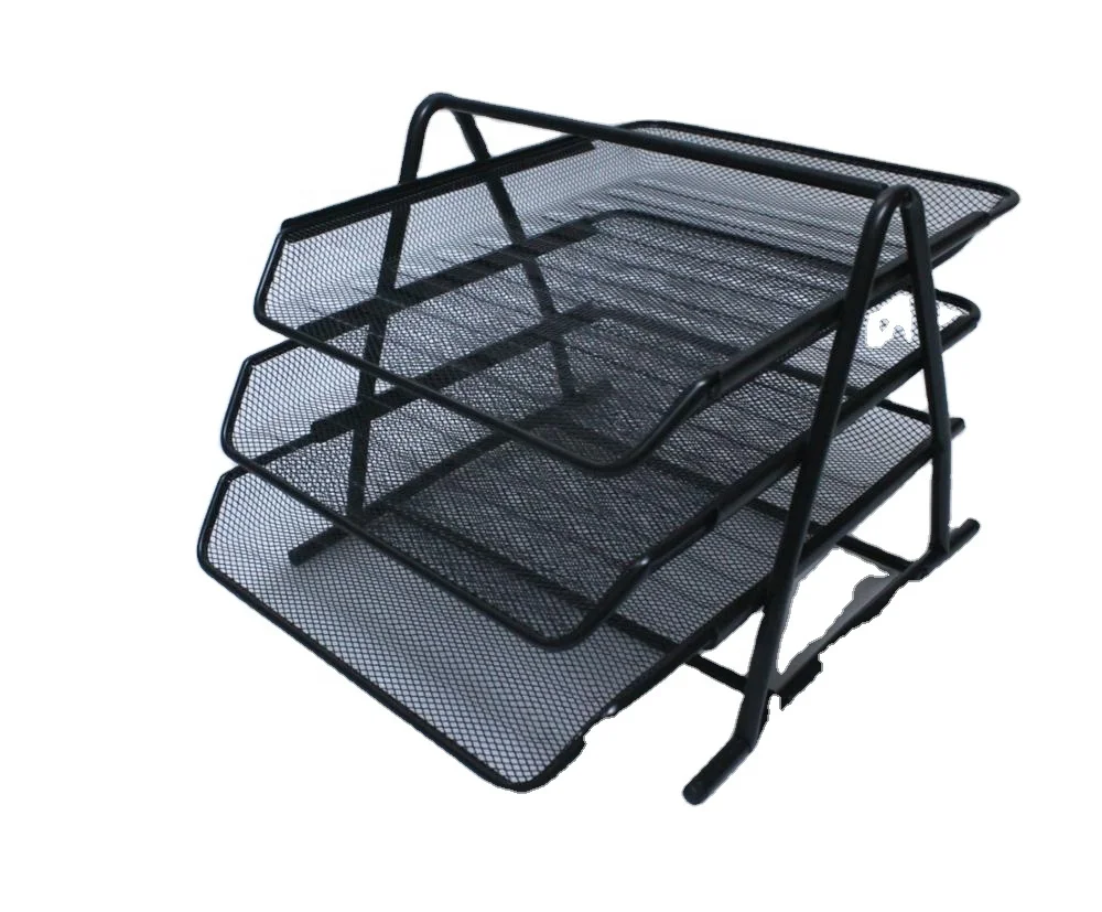 2021 New 3-Tier Metal Mesh Office Desktop File Magazine Tray