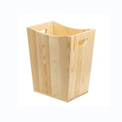 Wooden Trash Can Rustic Farmhouse Style Wastebasket Bin garbage can with Handle for Living Room,Office