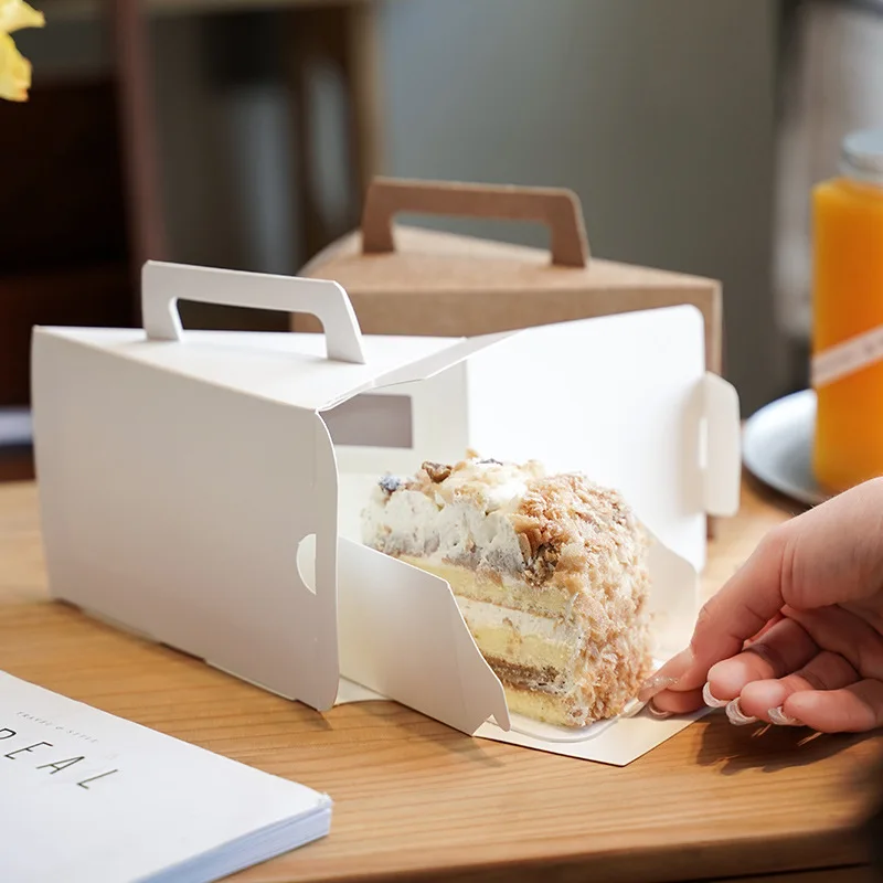 Mousse Triangle Slice Afternoon Tea Dessert Foldable Paper Packaging Sandwich Folding Cake Box