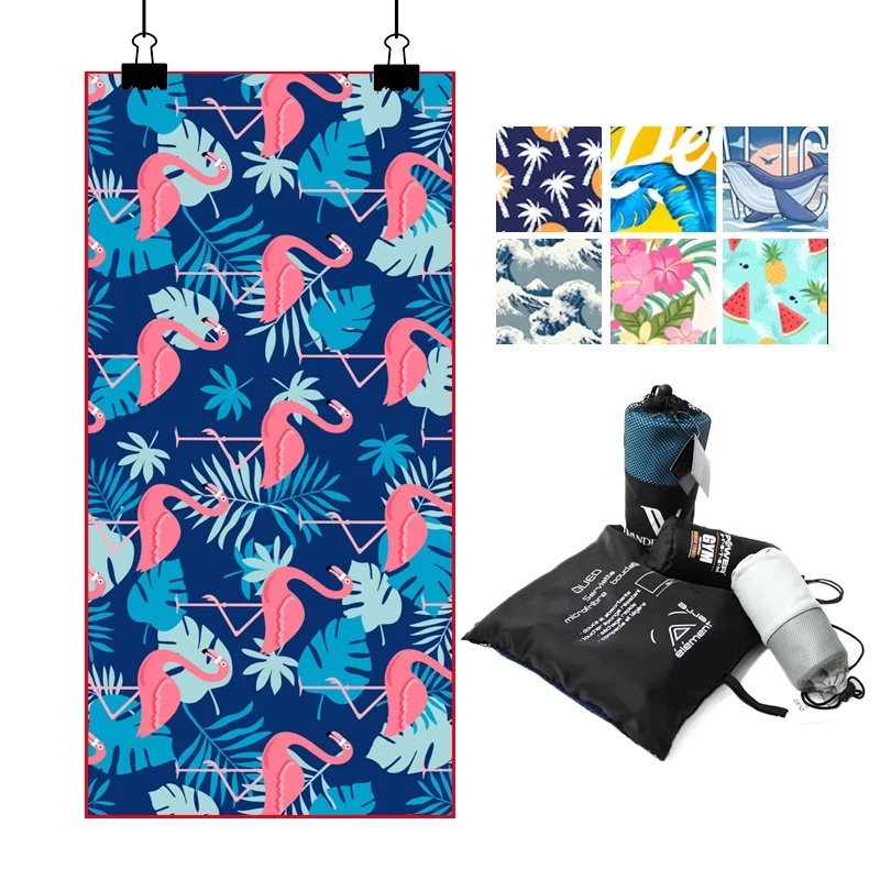 Custom Printing Logo suede  travel quick dry absorbent Microfiber beach Towel