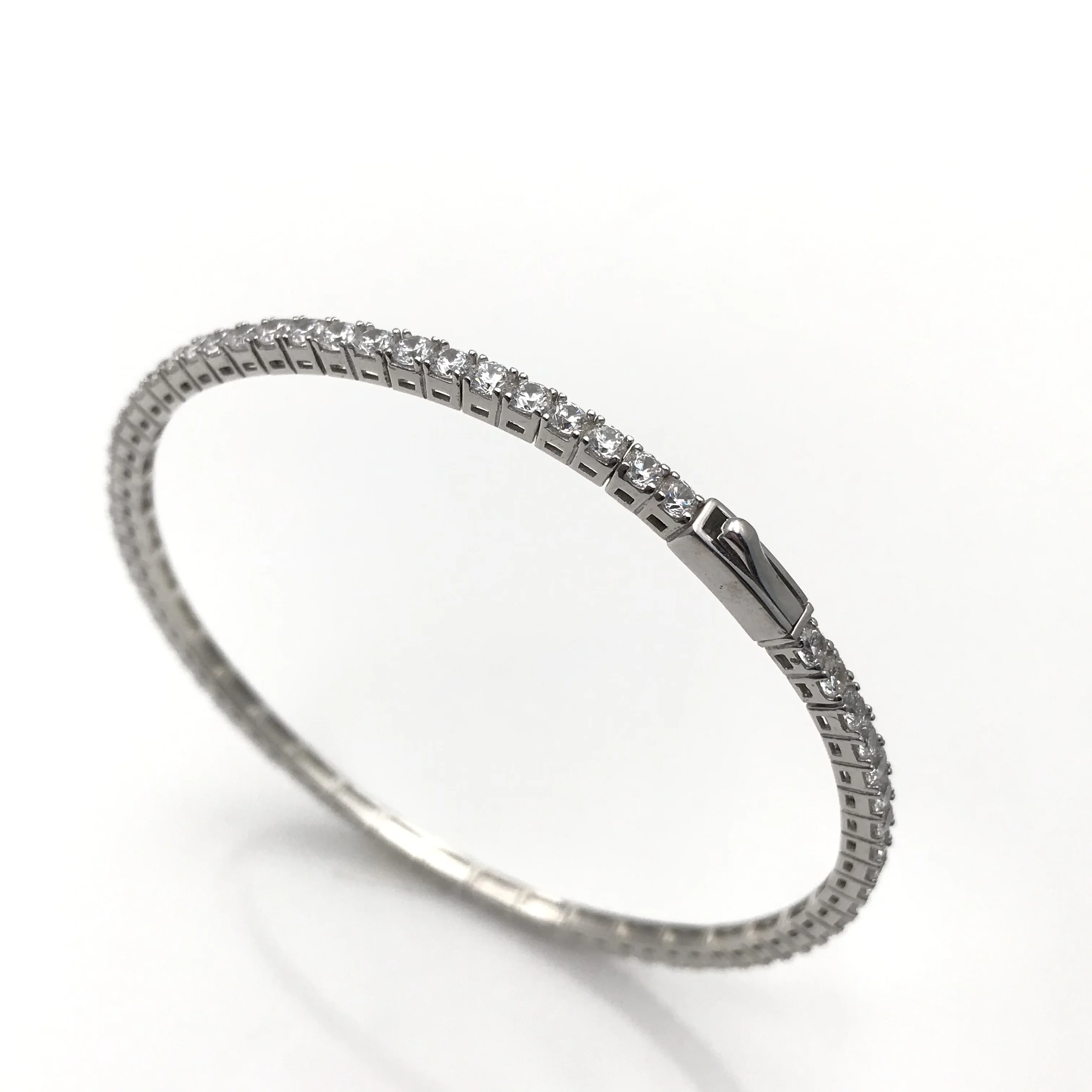 925 Sterling Silver bangle Zircon Rhodium plated Classic Vintage style jewelry for Women fashion jewelry bracelet bangle America