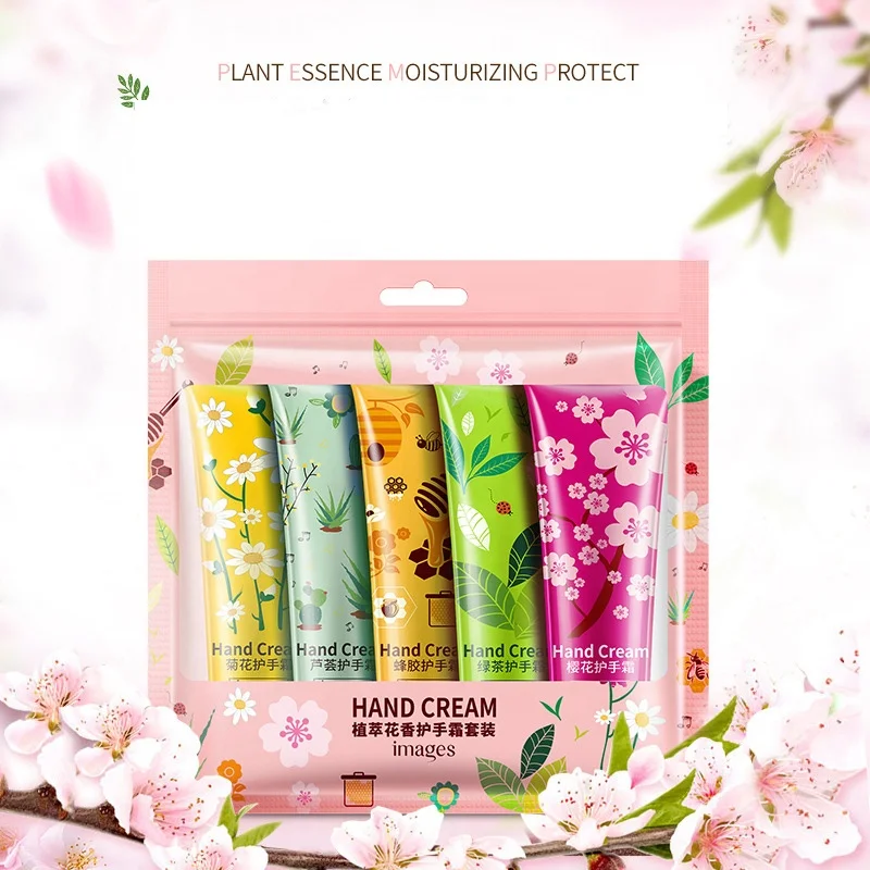 IMAGES Moisturizing Nourishing Anti Chapping Anti Aging Plant Flowers Winter Mini Hand Care Lotion Set 5pcs Hand Cream