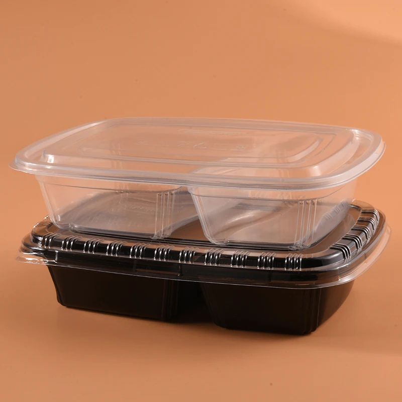 Thermoforming Plastic disposable 2 compartments lunch box packaging organizer container