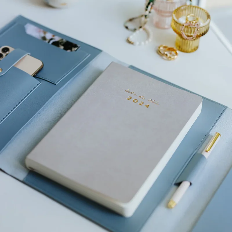 Wholesale Customized PU Leather Envelope Organizer Portfolio Multifunction Document Holder with Phone Bag File Pockets Promotion