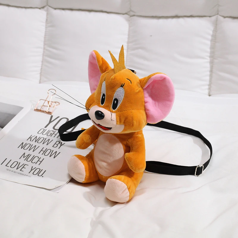 
Plush Toy Stuffed Animals Cute Cat and mouse Tom and Jack Bunny Keychain Pendant Kawaii Children Gift plush Messenger Bag 