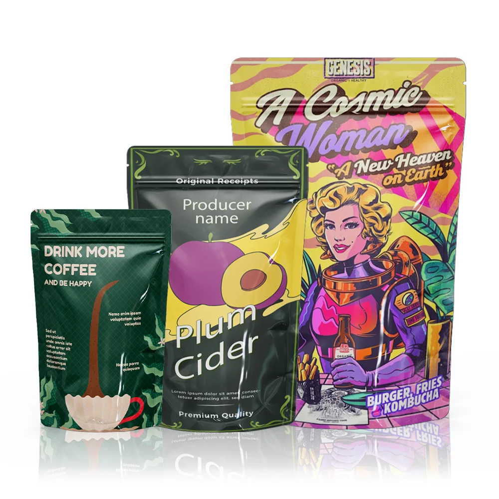 Custom Digital Printed Edible Plastic Stand Up Doypack Pouch Smell Proof Cookie Mylar Bags with My Logo