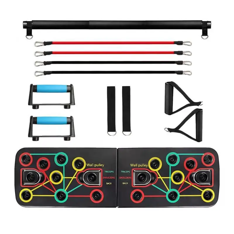 CHENGMO SPORTS 2024 factory price home gym multi station equipment foldable push up board with resistance bands and Pilates bar