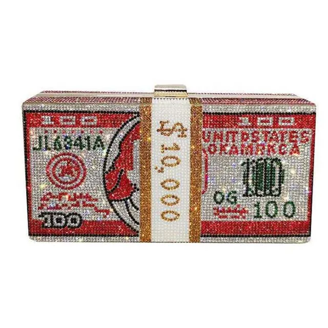 2021 Latest Fashion Women Money Clutch Purse Money Purse Bling Bag Rhinestone Money Bag