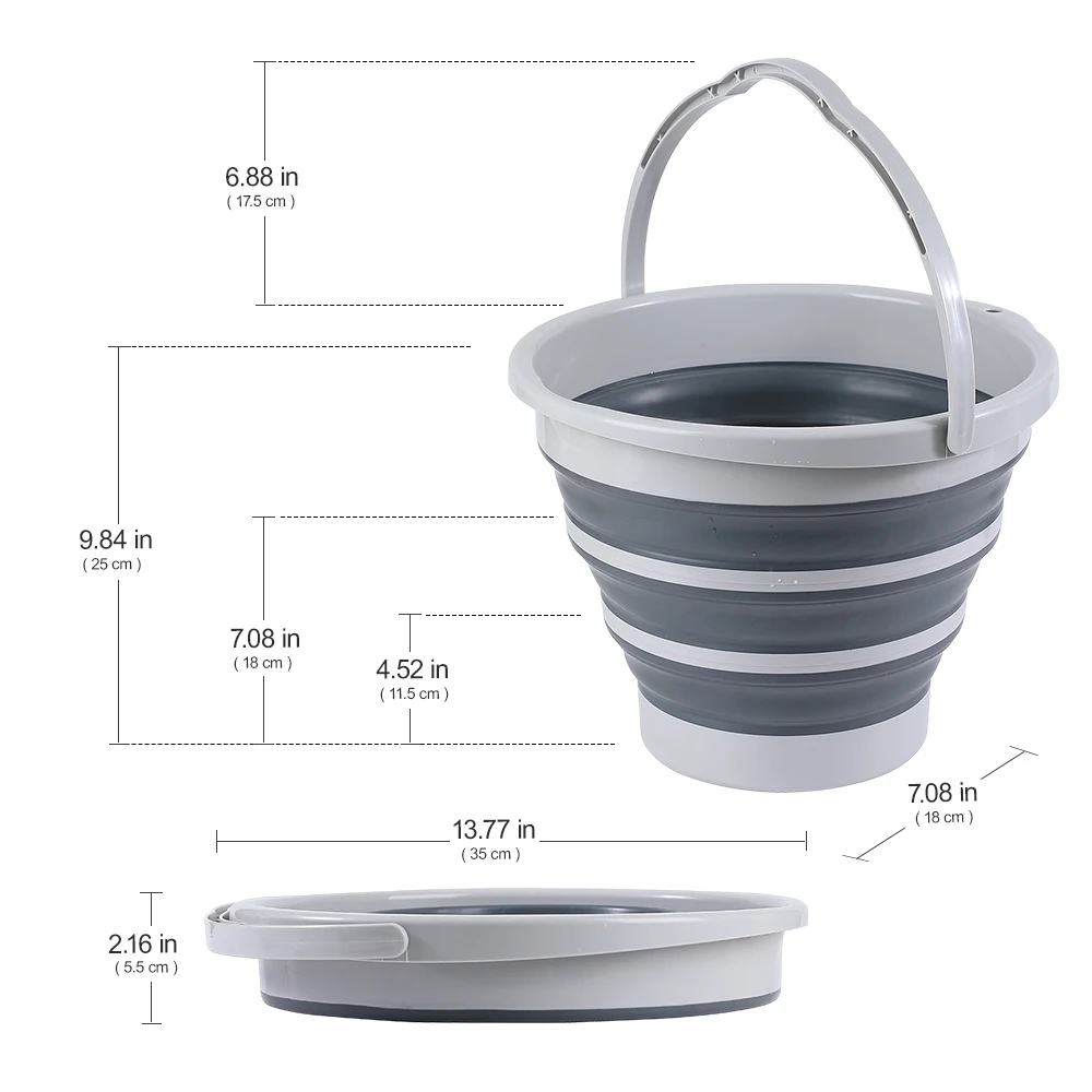 Foldable 10L 15L Silicone Washing Collapsible Mop Bucket Outdoor Fishing Camping Beach 10 Litre Plastic Water Folding Bucket