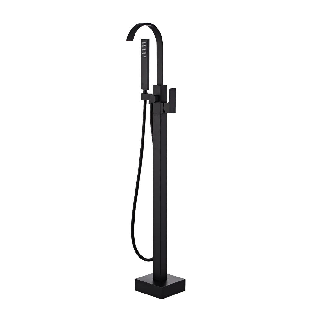 YUNDOOM OEM Bath Tub Standing Free Floor Stand Mounted Brass In Black  Stainless Chuveiro Torneira Douche Ducha Bathtub Faucet