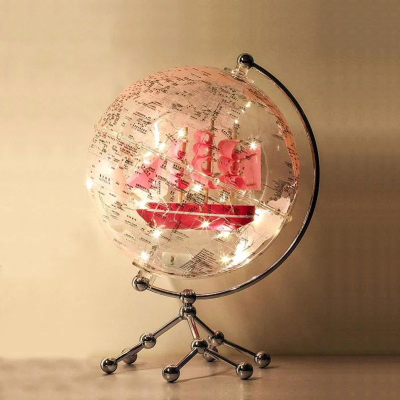 OEM ODM Customized HD Printing Acrylic Clear Eearth Globe Illuminated Table Decor Globes