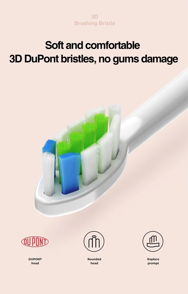 IPX7 waterproof H2 Electric Sonic Toothbrush toothbrush head bamboo toothbrush replace head with UV painted process