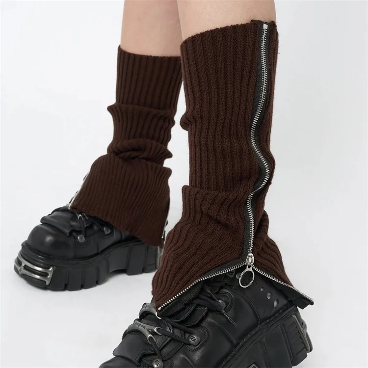 Custom Made Knit Leg Warmers Knitted Warm Foot Cover Ankle Warmer Stylish Zipper Side Leg Warmers