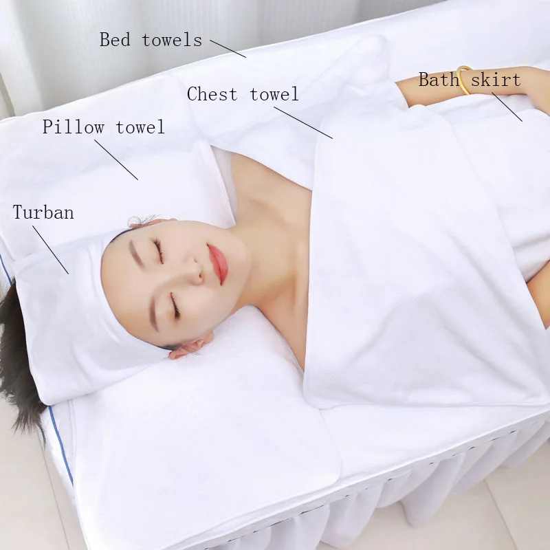 High end beauty salon spa towel customized spa towels set dobby style jacquard logo body face