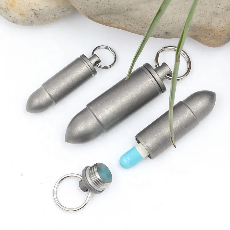 Camping accessories Pill Holder Portable Waterproof Metal Capsule Box Mini Titanium Pill Case Storage Pendant Travel Firstaid