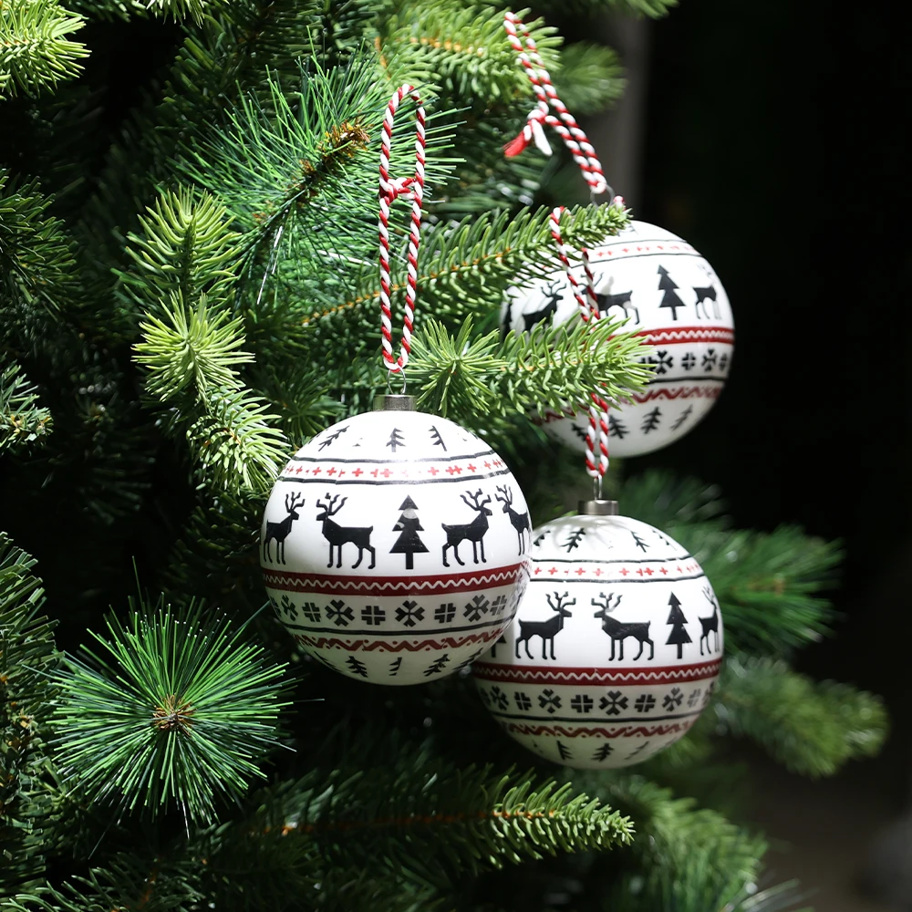 Shatterproof Foam Christmas Balls Sets Cute Elk Pattern New Style Customized Christmas Ornaments For Christmas Decoration