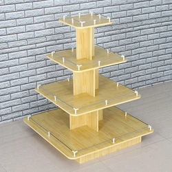 wooden rubber wood plank commercial shopping mall display stands retail cosmetic store display racks with accessaries