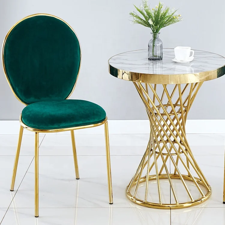 
Round rose gold steel coffee side table cheap dining coffee table 