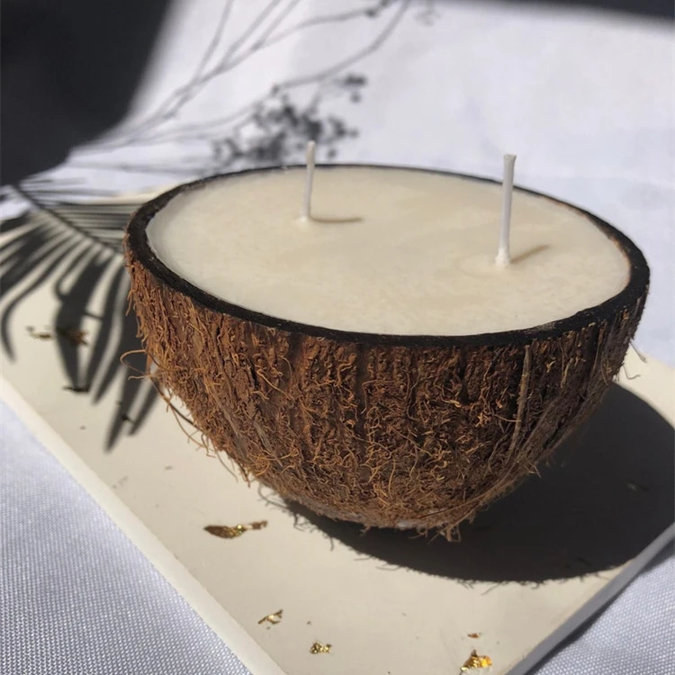 Vegan Soy Natural Organic  Aromatic Candle Coconut Bowl scented Candles Massage Relaxation