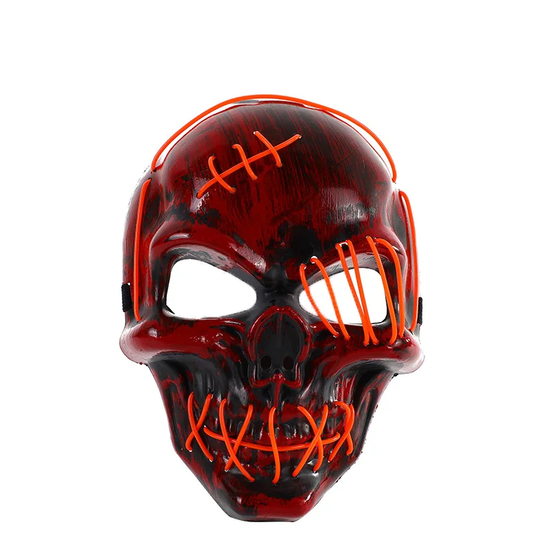 Scar One-eyed skeleton Mask with Blood Horror Cold Light Halloween Mask LED Glowing Mask