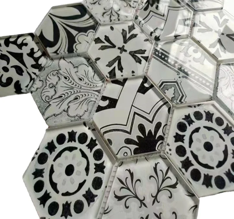 Luxurious Hexagon Glass Mosaic  tile