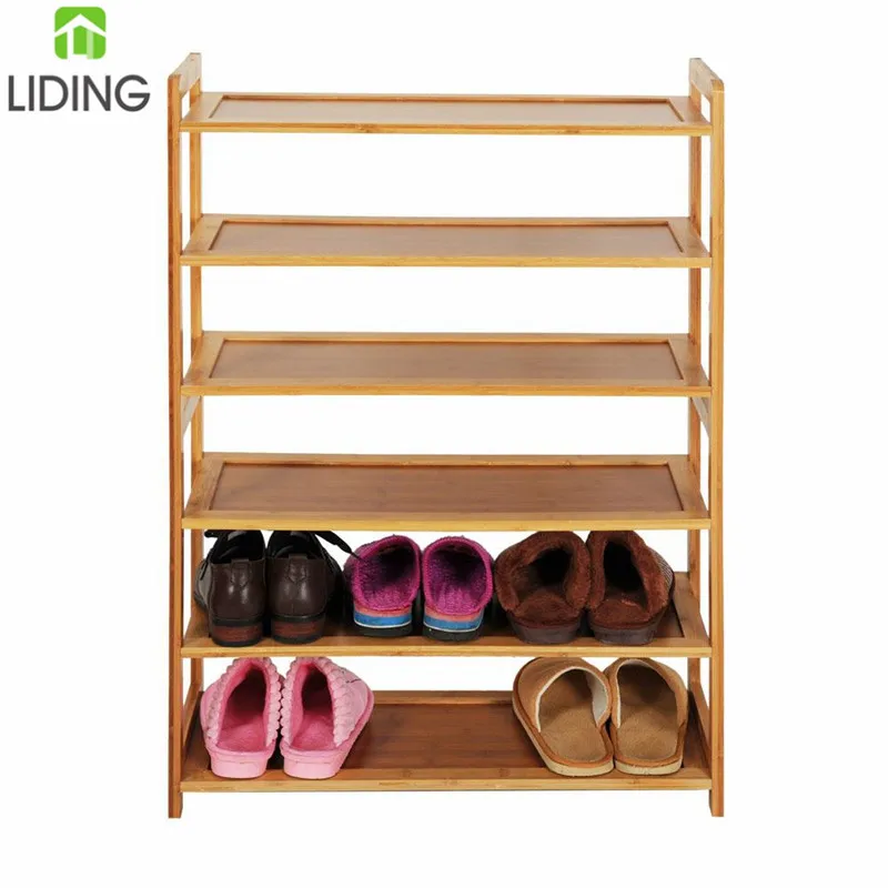 Concise Rectangle 6 Tiers Bamboo Shoe Rack