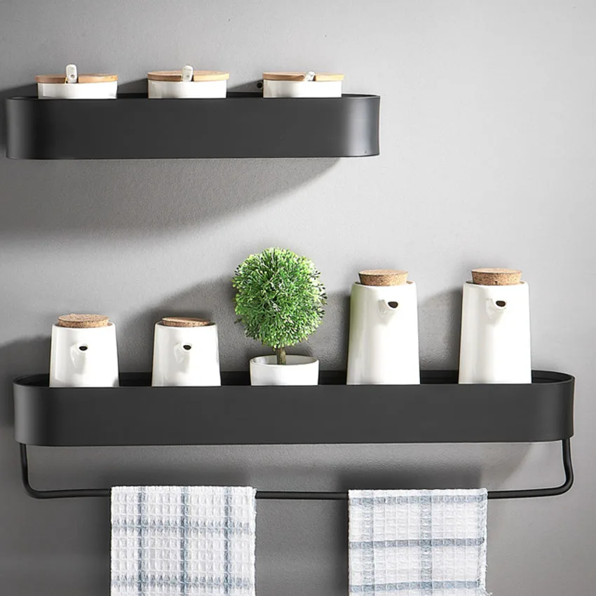 Bathroom Accessories Corner Bathroom Shelf 2 Layers Black Triangle Metal  bathroom shelf storage
