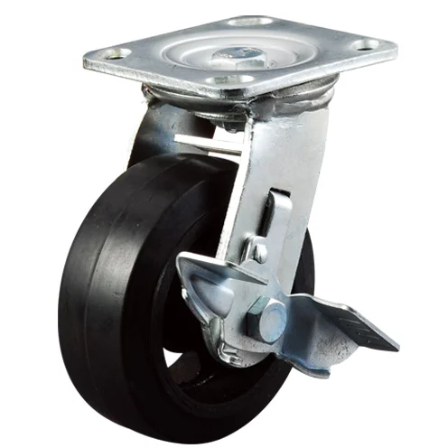Factory 6 inch Heavy Duty Industry Rubber Roller Wheel Rigid Plate Trolley Caster