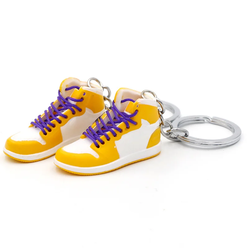 Wholesale shoes mold keychain PVC 3D mini basketball shoes car keychain backpack charm trainer Keychain