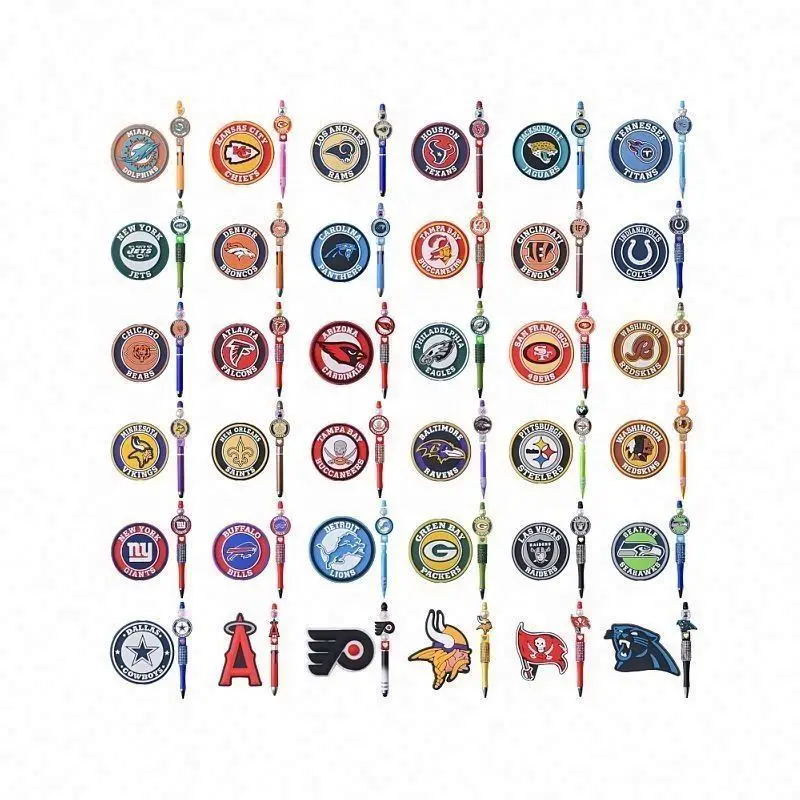 2025 Custom Sport Team Focal Beads NFL Silicone Bead For Pen Making New Design