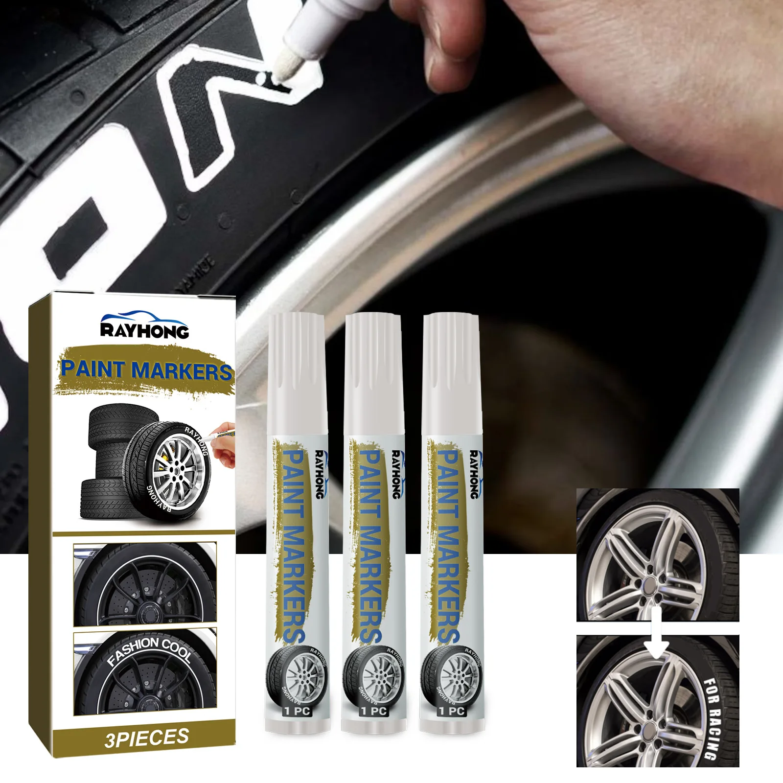 High quality Rayhong car waterproof quick drying not easily affected by moisture portable car tire portable marker pen