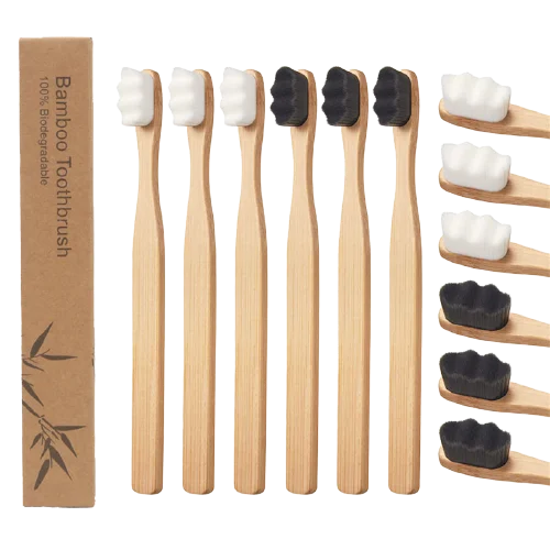 Custom logo OEM Ultra-soft Nano Bristles Bamboo Toothbrush