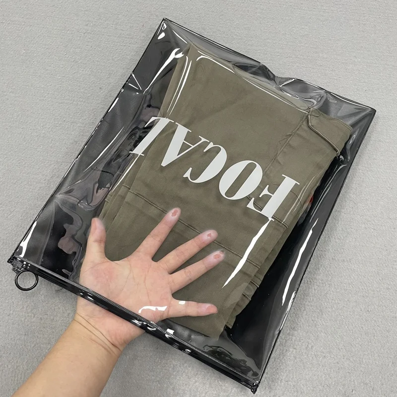 High Quality Transparent Custom PVC Plastic Bag Packaging Wig Clothes , Cosmetic Boutique Packing Zip lock Bags With Logo