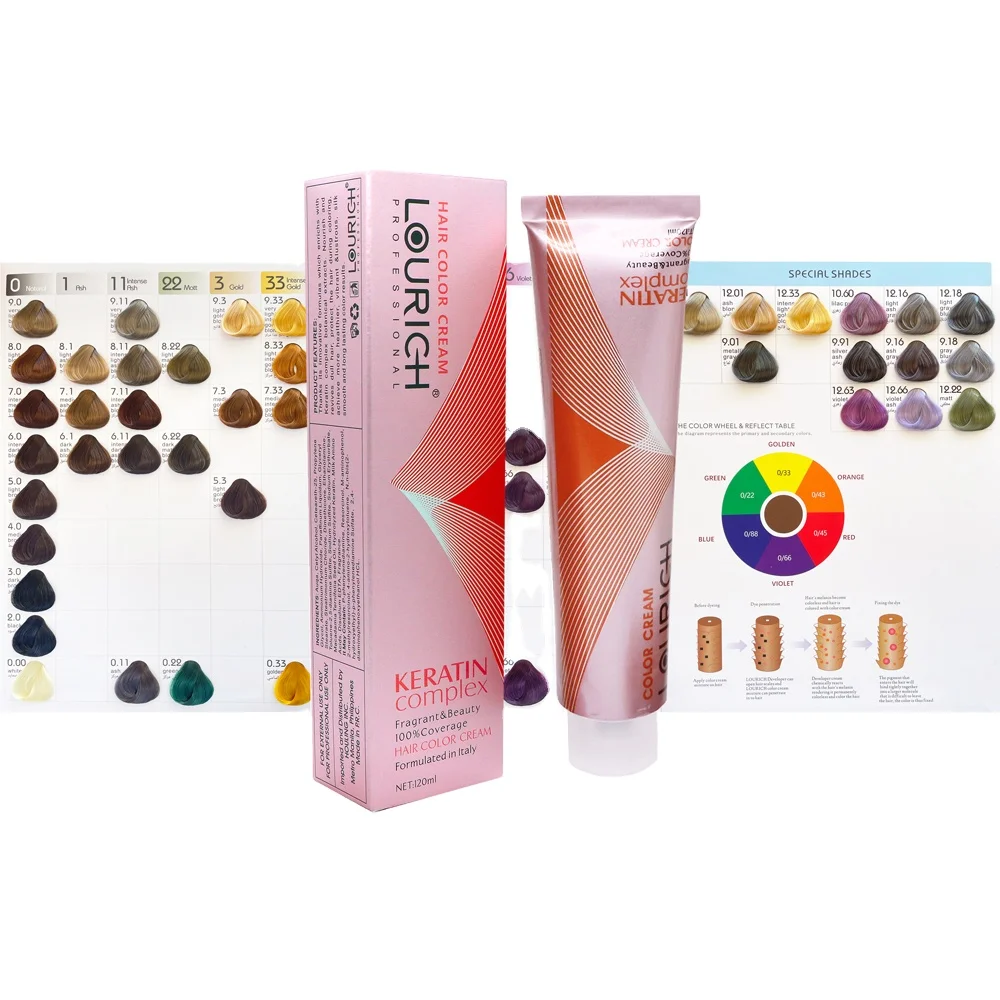 Professional Salon Natural Plant Organic Low Ammonia Cover Gray Hair Color Dye Keratin Complex Hair Colour Cream