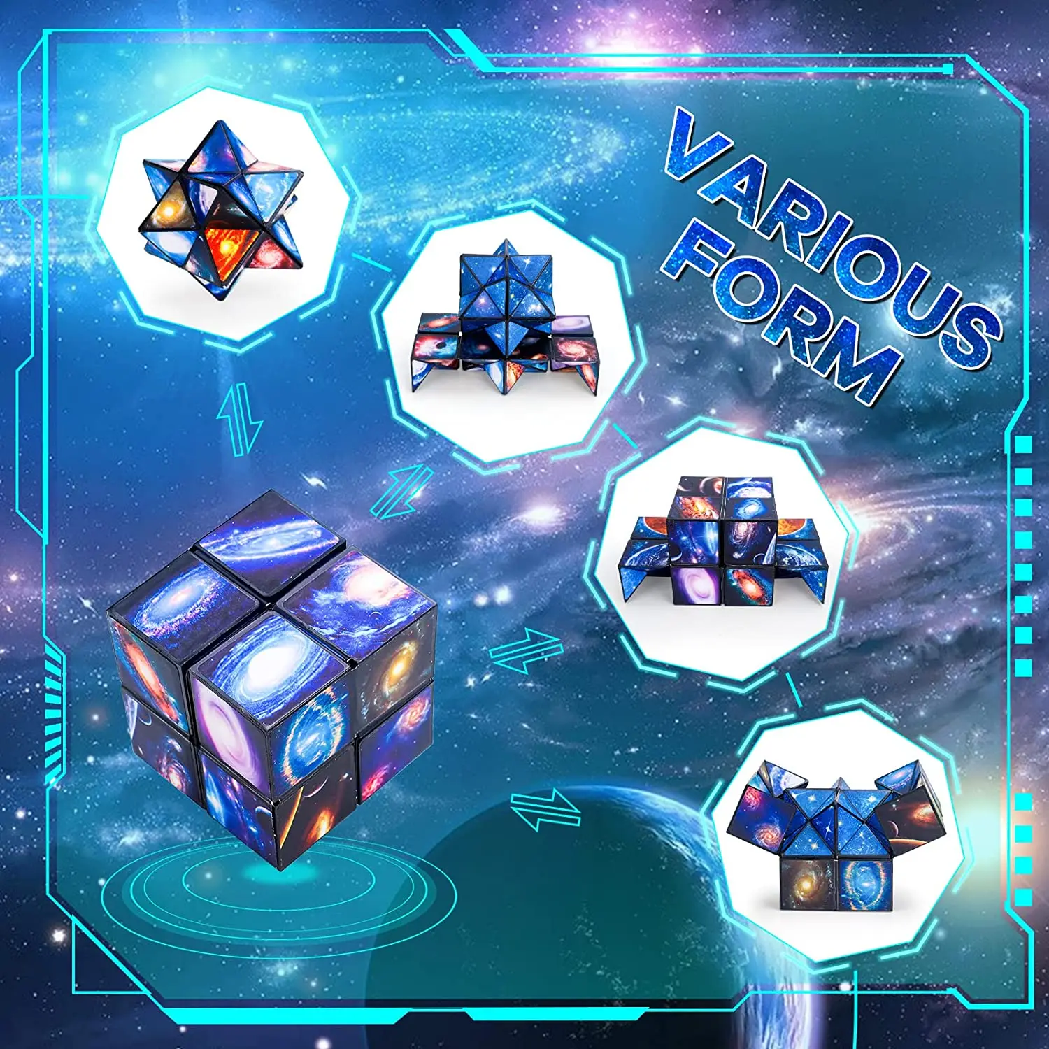 high quality 2 in 1 Infinite puzzle Cube magic Decompression Toy Infinite Folding fidget Cube Palm 3D Magnetic Cube Toy