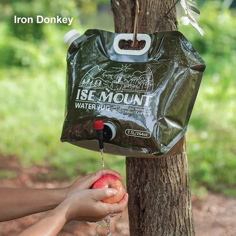 IRONDONK Plastic Water Container For Drink EY 7.5L Outdoor Folding Pocket  Bag With Large Capacity  Thickened Camping Water Bag