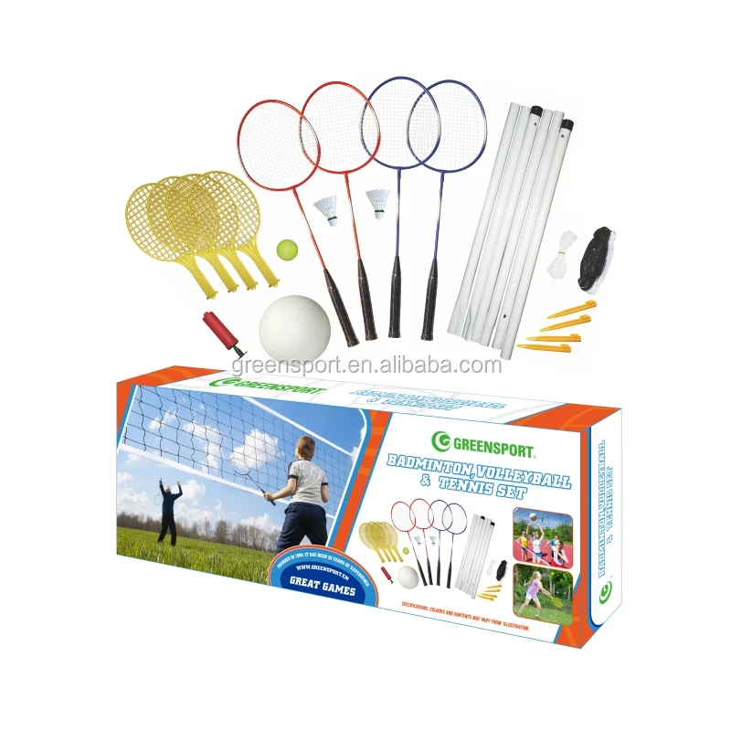 3 в 1, Спорт на открытом воздухе, волейбольная сетка с сетка для бадминтона и воланы