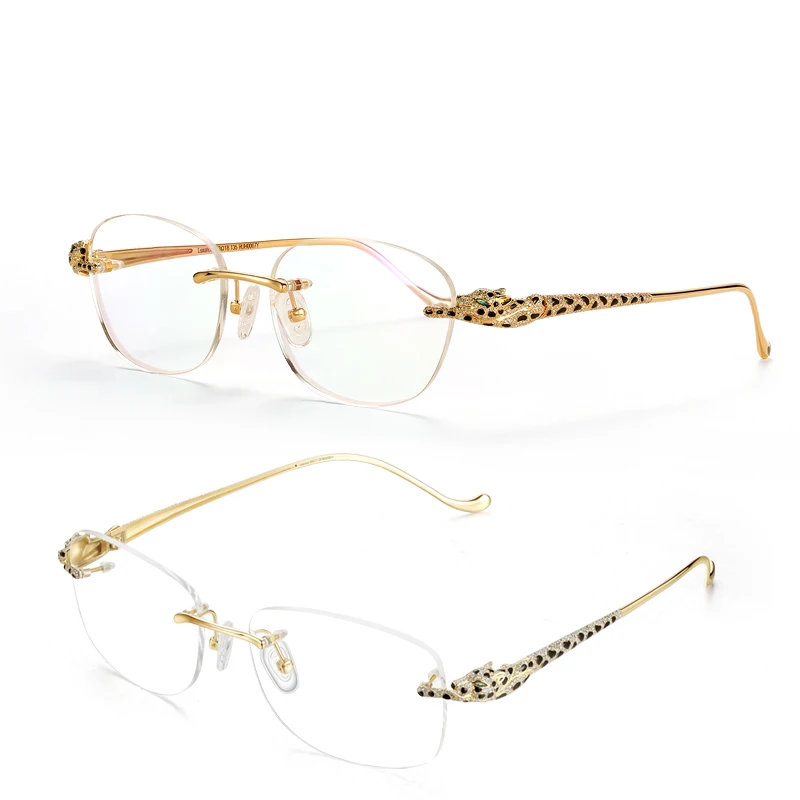 Luxury18k Gold Glasses Frames Fashion Customizable Eyewears  diamond glasses buffalo horn glasses
