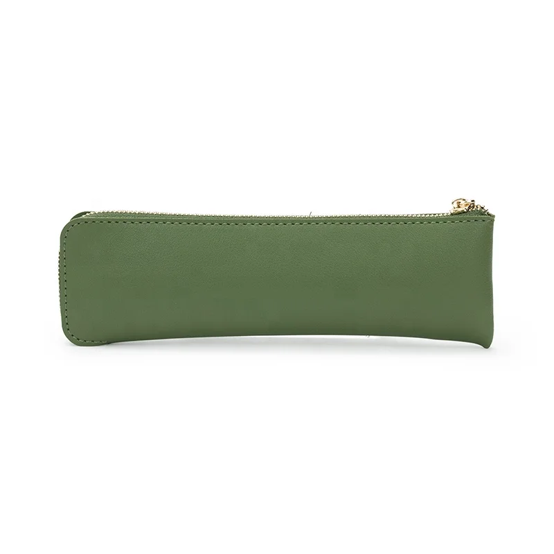 Leather small ultra-light pencil case female simple Japanese style ins square solid color pu niche pencil case stationery bag