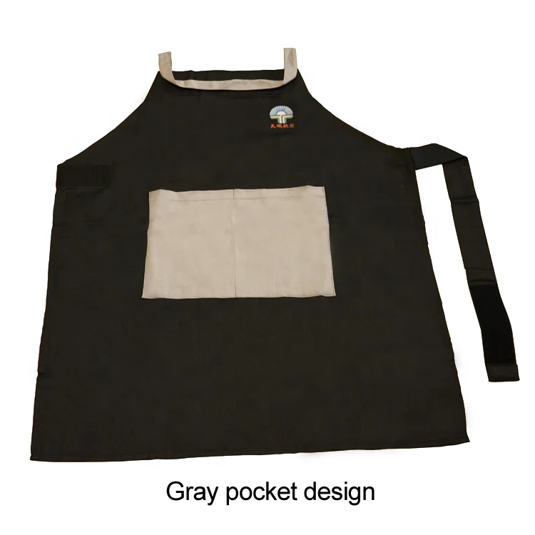 Fire retardant fire extinguishing long black apron for kitchen safety