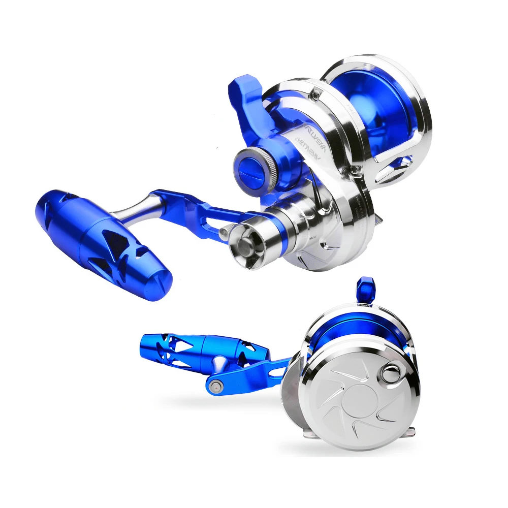 New arrival double speed 9+1BB metal Big Game fishing slow jig trolling reel max drag 40kgs deep sea fishing reel