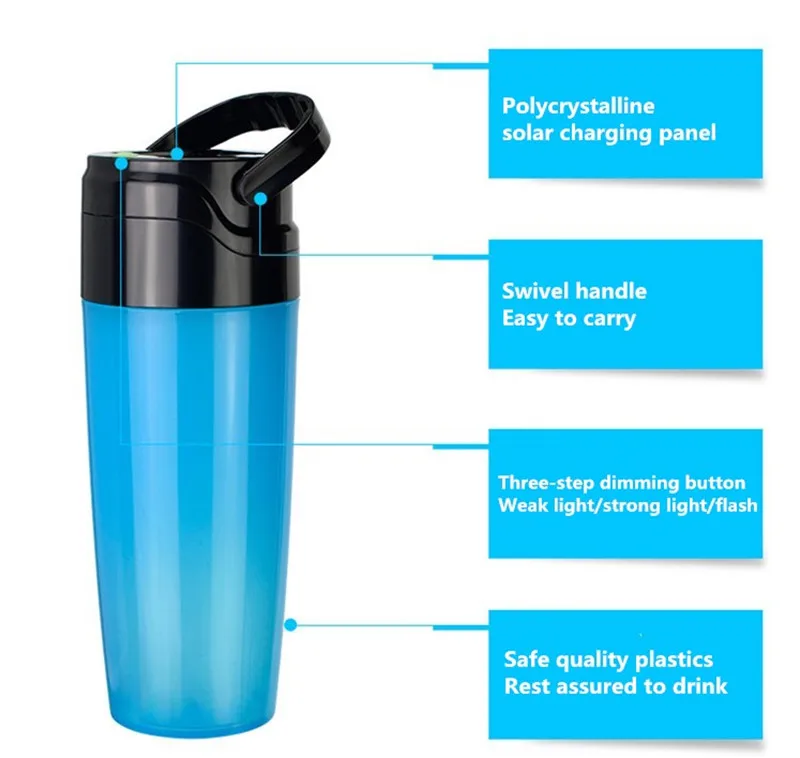 Camping Light Water Bottle Solar Charging Phone Charging Kettle Outdoor Sports Travel Mountaineering