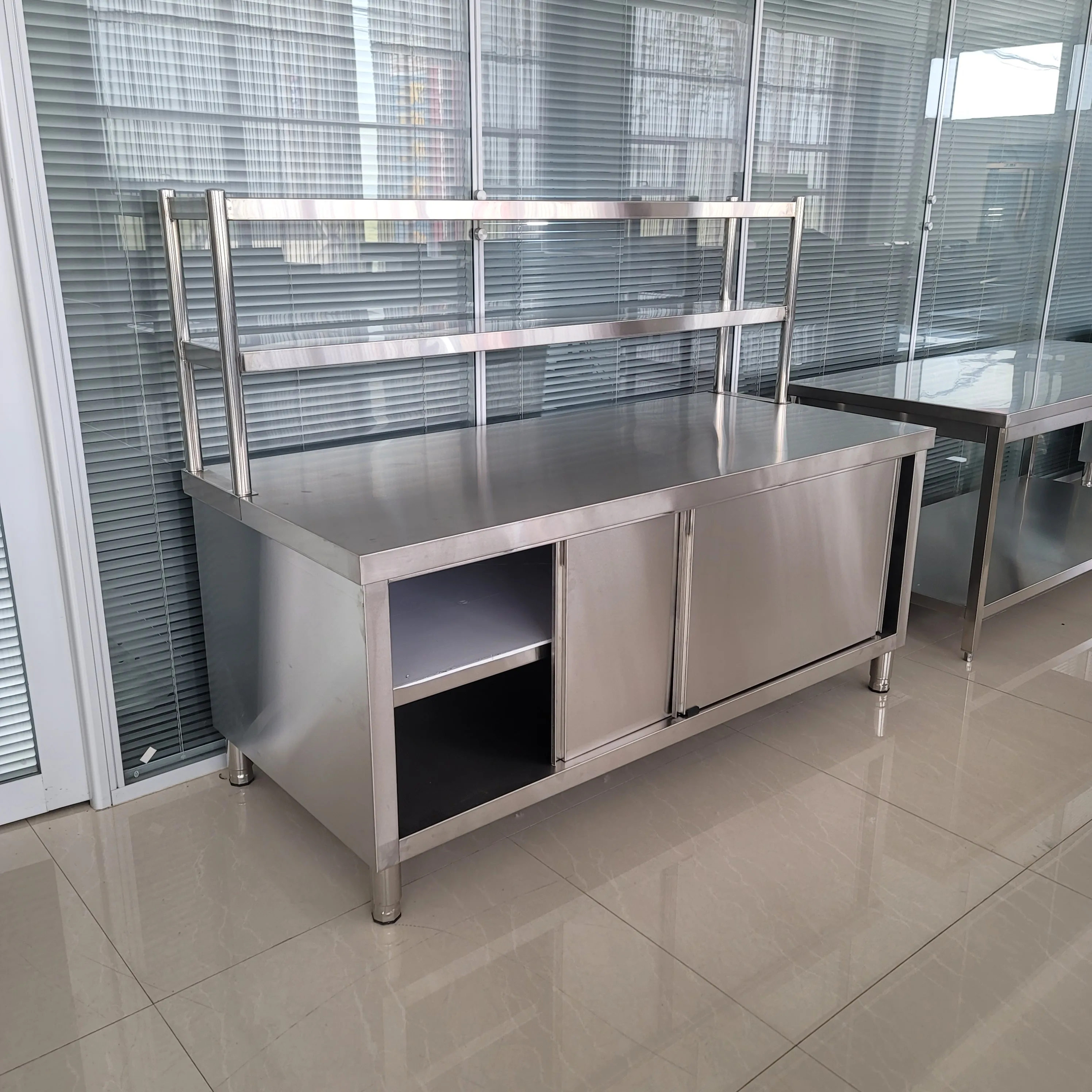 180x80x85cm Top SUS304 wholesale commercial restaurant kitchen stainless steel work table storage cabinets