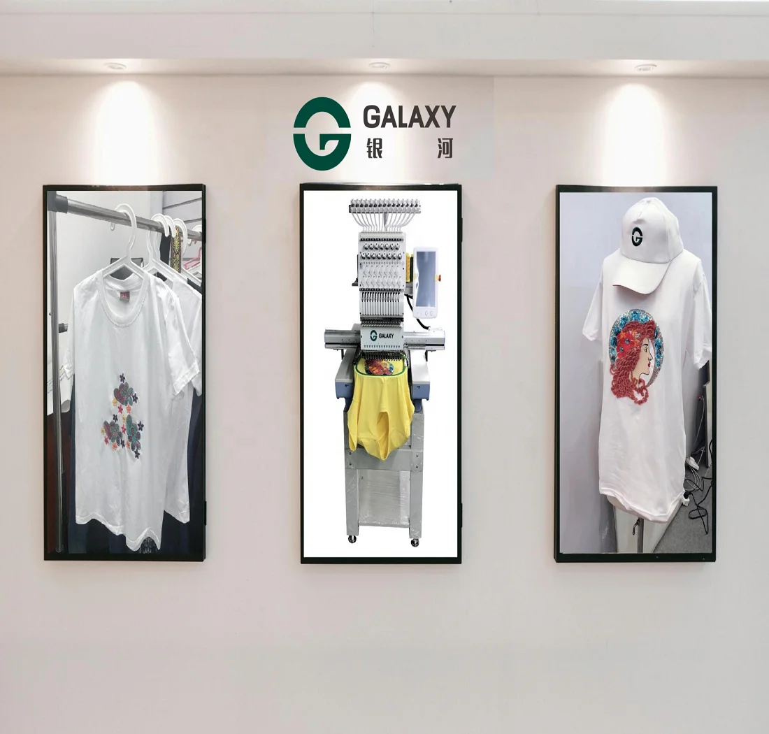 GALAXY quik shipping 12/15  needles single head  EMBROIDERY MACHINE for T-shirt  as  SWF/TAJIMA TYPE